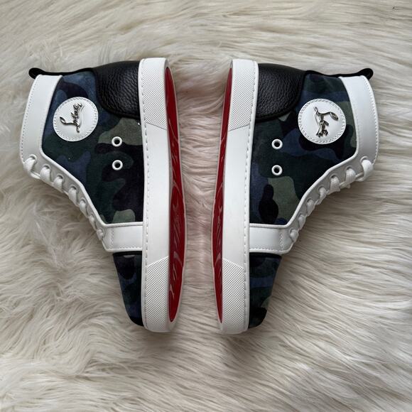 EUC•CHRISTIAN LOUBOUTIN 
Louis Orlato Camo Red Sole High-Top Sneakers Size: 37 - Picture 3 of 13
